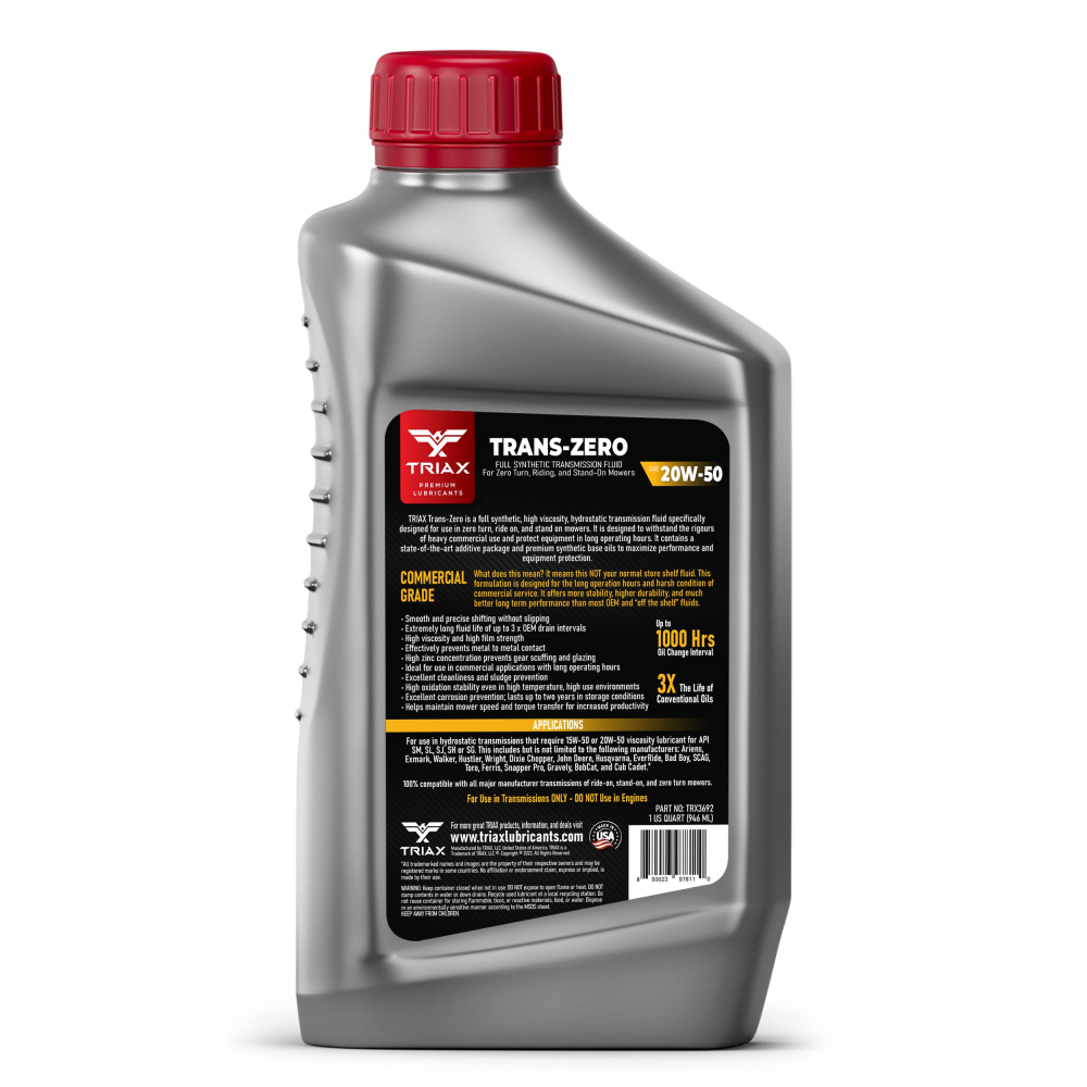 TRIAX TRANS ZERO 20W-50 - Ulei transmisii hidrostatice pentru masini tuns iarba [2]