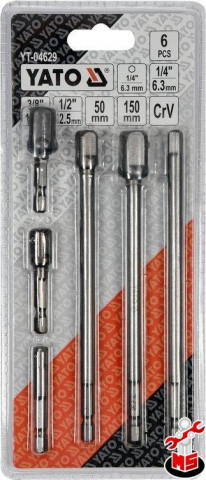 TRUSE SCULE - Set 6 adaptoare 1/4", 3/8" și 1/2" Yato YT-04629