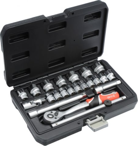 Set chei tubulare, 6-22 mm, patrat 3/8 inch, 22 bucati Yato YT-38561