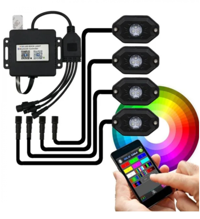 ILUMINAT - LAMPI PROIECTOARE RGB, 4 BUCATI, CONTROL TELEFON