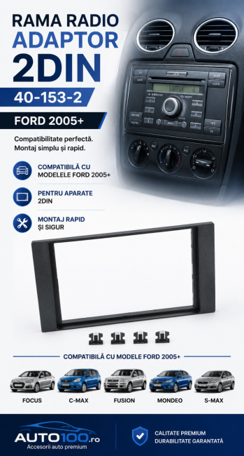 Rama Radio Adaptor 2DIN Ford Focus, Fiesta, C-Max, Fusion | 40.153.2
