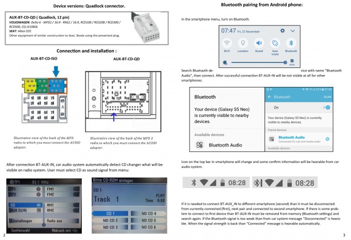 Adaptor AUX Bluetooth Audi, Seat, Skoda, VW [3]