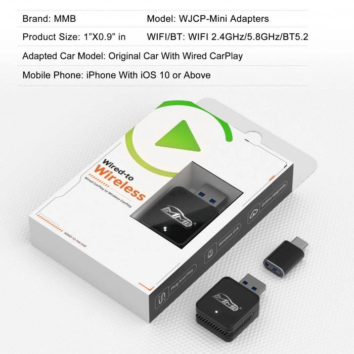 Apple Carplay wireless multimedia dongle, MMB WJCP-MINI in masina ta [2]