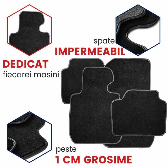 Covorase auto mocheta Opel Astra III H fabricatie 2004 - prezent (NEGRU) [2]