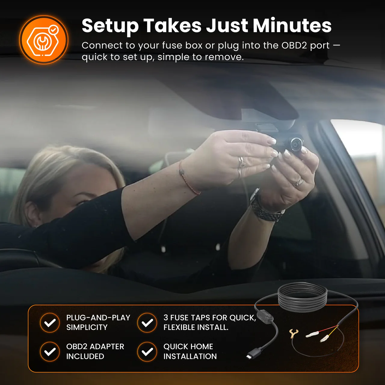 HWK5VC-OBD Halo Road Angel 5V Kit cablare 2 în 1 - USB tip C, siguranțe și OBD 2 [2]
