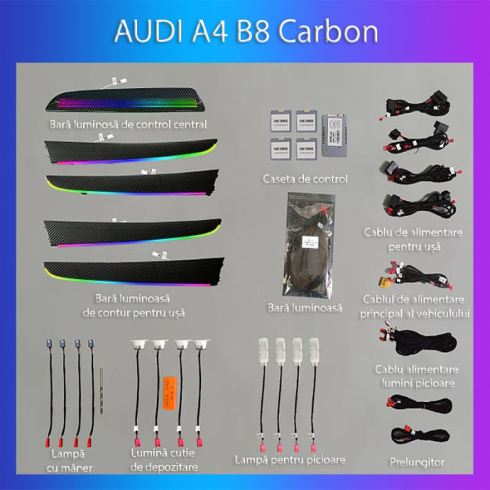 Lumini Ambientale NIGHTVIBE Audi A4 A5 B8 2009-2016 set complet control telefon sau sistem original [2]