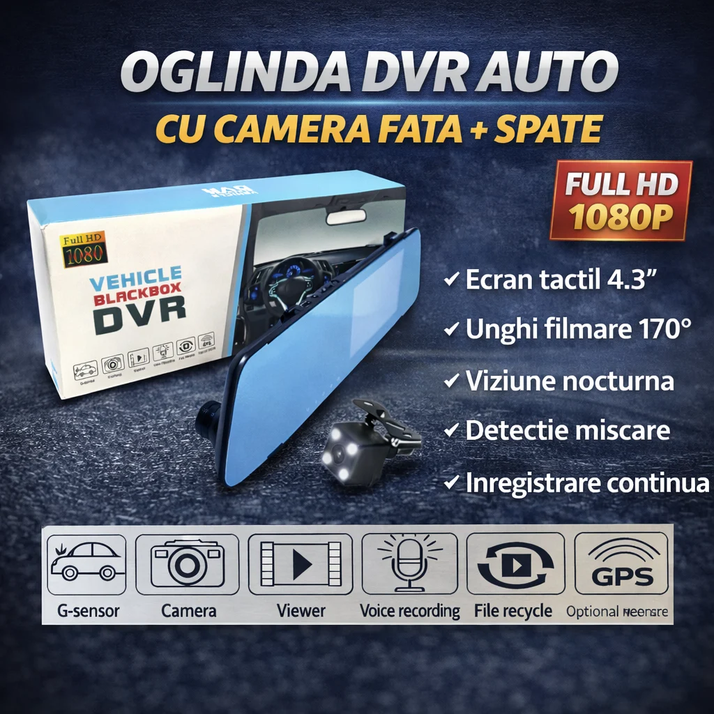 Oglinda DVR Retrovizoare Auto cu Camera fata/spate Inregistrare Full HD [6]