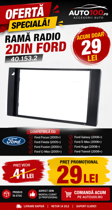 Ramă Adaptor 2DIN pentru Ford 40.153.2 – Montare Navigație Android [5]