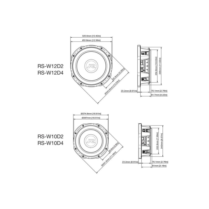 RS-W10D4 SUBWOOFER SLIM ALPINE DE 25CM (10″), 4Ω+4Ω, 1800W [2]