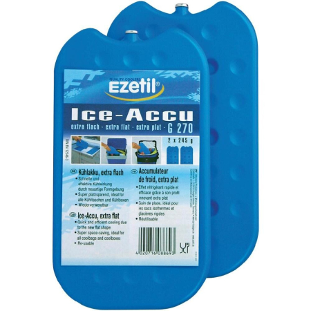 Sisteme de racire/Alte accesorii - 10886920 IceAkku G270 Set de recipiente ultraplate din plastic Ezetil, 2x245gr., albastru