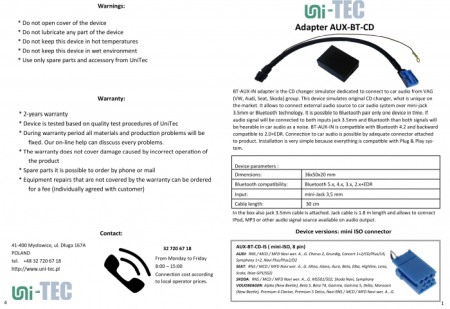 Adaptor AUX Bluetooth Audi, Seat, Skoda, VW [1]