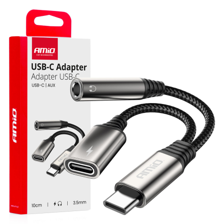 Adaptor USB-C la USB-C + Mini Jack 3.5mm Mamă 10cm AMIO-04295 [3]
