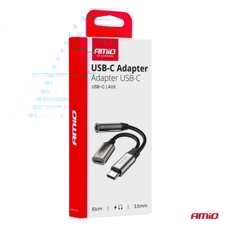 Accesorii instalare/Adaptoare / filtre - Adaptor USB-C la USB-C + Mini Jack 3.5mm Mamă 10cm AMIO-04295