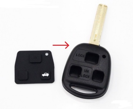 Accesorii auto - Buton cauciuc carcasa compatibila Toyota cu 3 butoane.