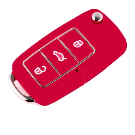 Accesorii auto - Carcasa telecomanda cheie VW tip briceag cu 3 butoane culoare rosie