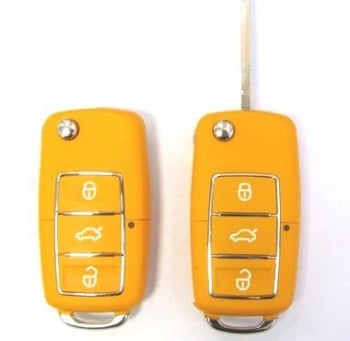 Accesorii auto - Carcasa telecomanda cheie VW tip briceag galbena