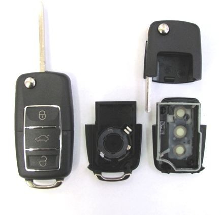 Carcasa telecomanda cheie VW tip briceag negru cu crom [1]