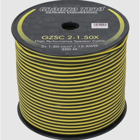 Car Audio/Cabluri conectare/Cabluri boxe - GZSC 2-1.50X Rola Cablu 200m Ground Zero pentru difuzoare, 2x1,5 mm²
