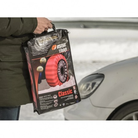 Huse antiderapante ISSE Model Classic roșii – șosete de zăpadă textile pentru anvelope auto, montaj rapid și aderență excelentă [2]