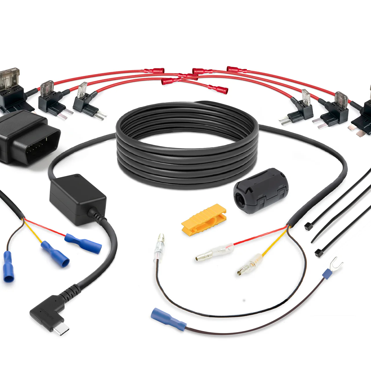 Parcare & monitorizare/Camere auto#Parcare & monitorizare/Camere DVR#Parcare & monitorizare/Monitoare redare camera - HWK5VC-OBD Halo Road Angel 5V Kit cablare 2 în 1 - USB tip C, siguranțe și OBD 2