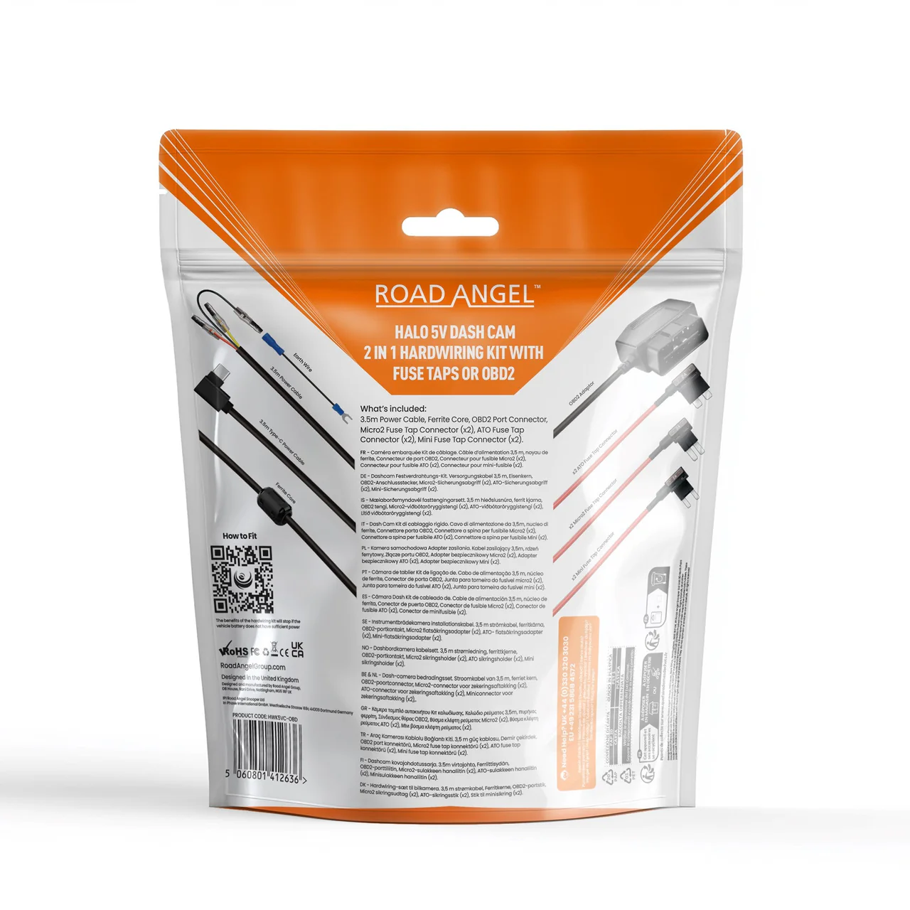 HWK5VC-OBD Halo Road Angel 5V Kit cablare 2 în 1 - USB tip C, siguranțe și OBD 2 [6]