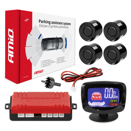 Electrice, Electronice Auto - Kit senzori de parcare, senzori LED pentru mers înapoi GRAF, 4 senzori, negru AMIO-01562