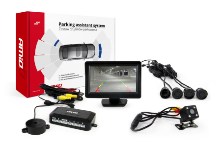 Electrice, Electronice Auto - Kit senzori de parcare TFT01 de 4,3" cu cameră HD-315-LED, 4 senzori, negru