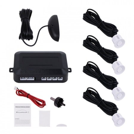 Senzori parcare auto - Kit senzori parcare cu afisaj senzori albi