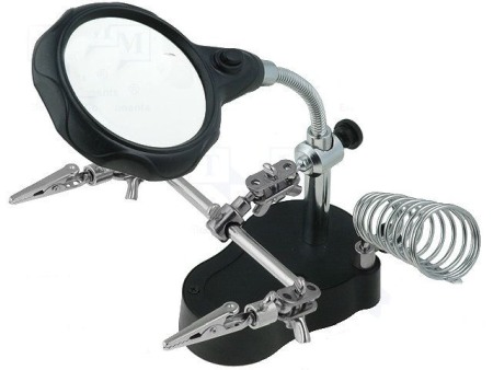 Echipamente atelier - Lupa 65mm cu suport PCB si iluminare HH3