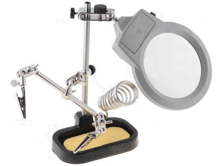 Echipamente atelier - Lupa 90mm cu suport PCB si iluminare SATND-01