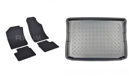 Covorase cauciuc auto dedicate - Pachet Dacia Spring covorase cauciuc + tava portbagaj