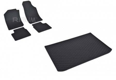 Covorase cauciuc auto dedicate - Pachet Dacia Spring covorase si tava portbagaj cauciuc Rigum