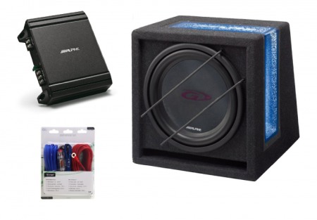 Car Audio - Pachet Subwoofer Alpine SBG-844BR Subwoofer Bass Reflex 20cm (8″) + MRV-M250 Amplificator auto Mono + 350940 kit cabluri Aiv 10mm²