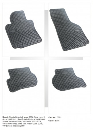 Covorase cauciuc auto dedicate - Presuri cauciuc auto dedicate Skoda Octavia II / Yeti, Seat Leon II / Toledo II, VW Golf V / VI, Jetta 2007  /Scirocco 2007 Frogum