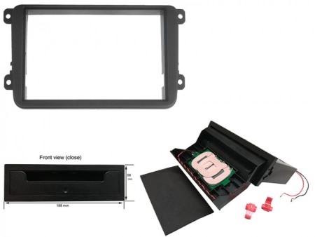 Accesorii Sisteme Audio - Rama radio 2DIN VW, Skoda , Seat cu buzunar + incarcator wireless 5W
