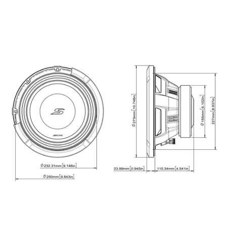 S2-W10D2 SUBWOOFER ALPINE DE 25CM (10″), 2Ω+2Ω, 1800W [1]