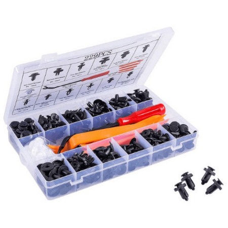 Echipamente atelier - Set cleme de fixare din plastic 229 bucăți W11315