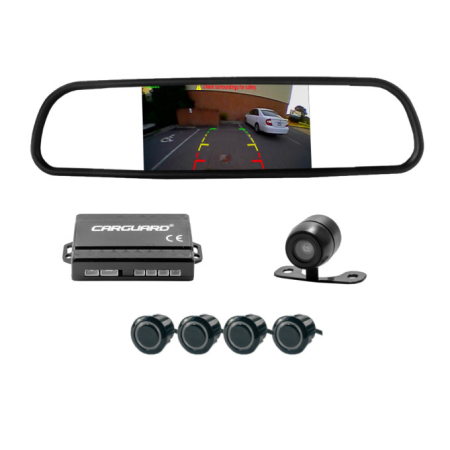 Electrice, Electronice Auto - Set senzori de parcare cu camera video și ecran în oglinda retrovizoare - Carguard