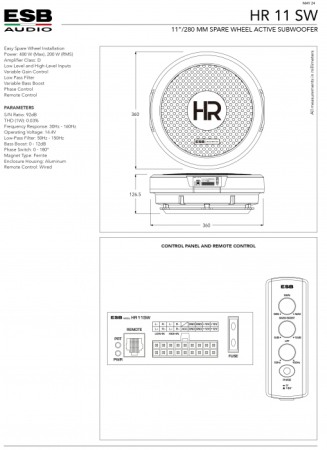 Subwoofer auto activ ESB HR 11 SW, 260mm, 200W RMS [1]