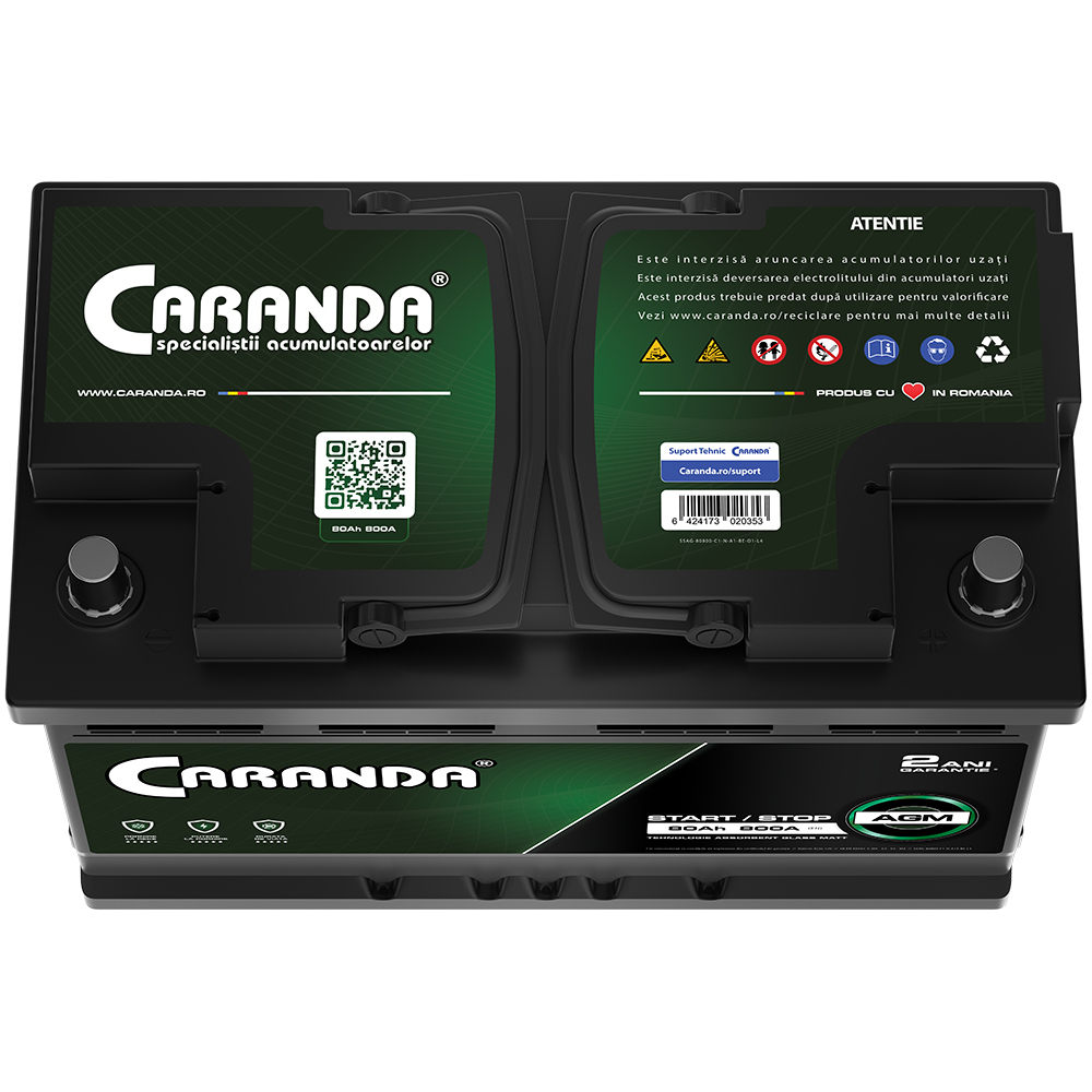 Baterie auto 12V 80Ah 800A CARANDA START STOP AGM [3]