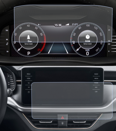 Folii de Protectie Navigatii Auto - Folie de Protectie pentru Virtual Cockpit si Display Navigatie Skoda Kamiq 2021+ - HD-Premium 