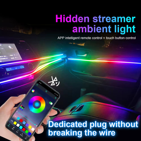 Kit Lumini Ambientale Auto RGB 22 in 1 Symphony Rainbow LED, control prin aplicatie, efecte muzicale [2]