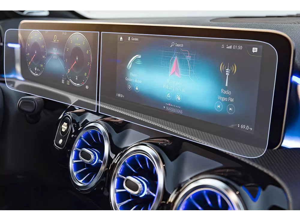 Pentru Navigatii Auto Originale - Set 2 Folii Navigatie Mercedes-Benz CLA Class, A Class 2019/2020+