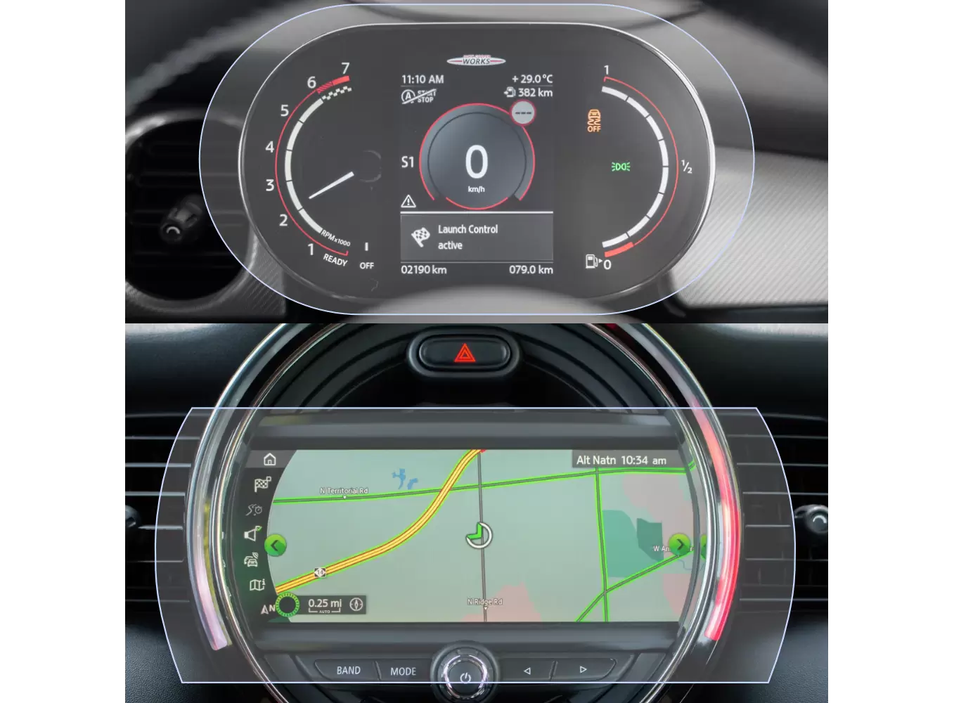 Folii de Protectie Navigatii Auto - Set Folii de Protectie pentru Ceasuri si Navigatie Mini John Cooper Works 2021+