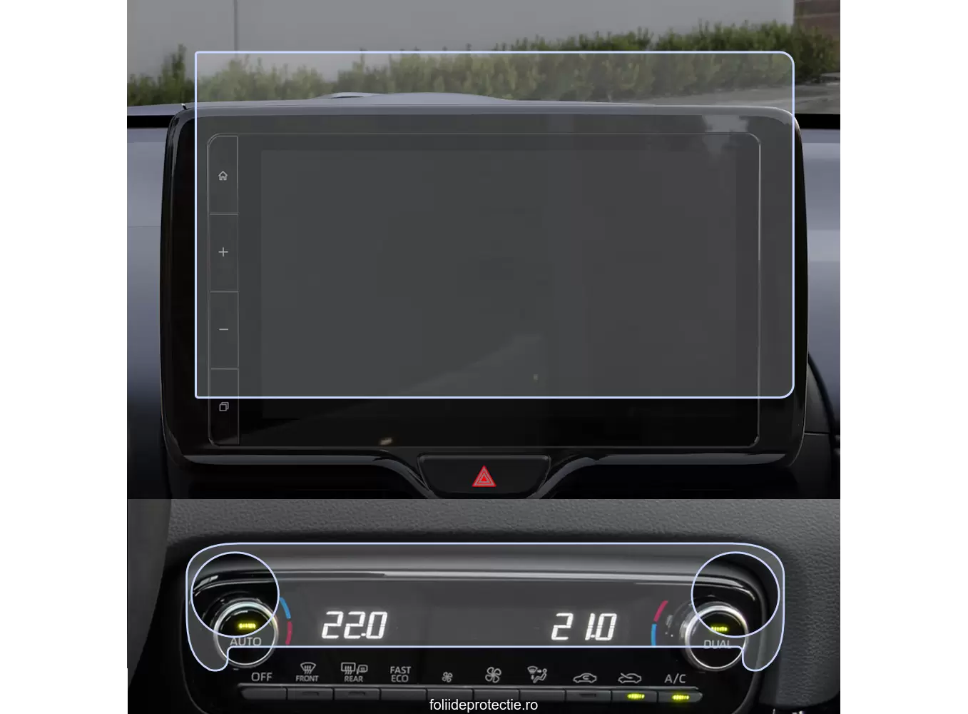 Folii de Protectie Navigatii Auto - Set Folii de protectie pentru Navigatie + AC Mazda 2 Hybrid 2024+
