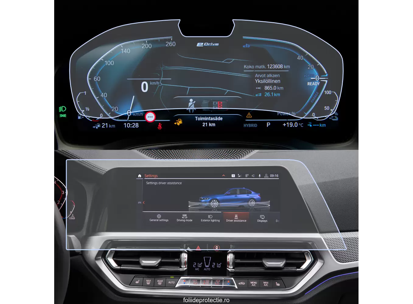 Folii de Protectie Navigatii Auto - Set Folii de protectie pentru Navigatie BMW Seria 3 G21 2020+