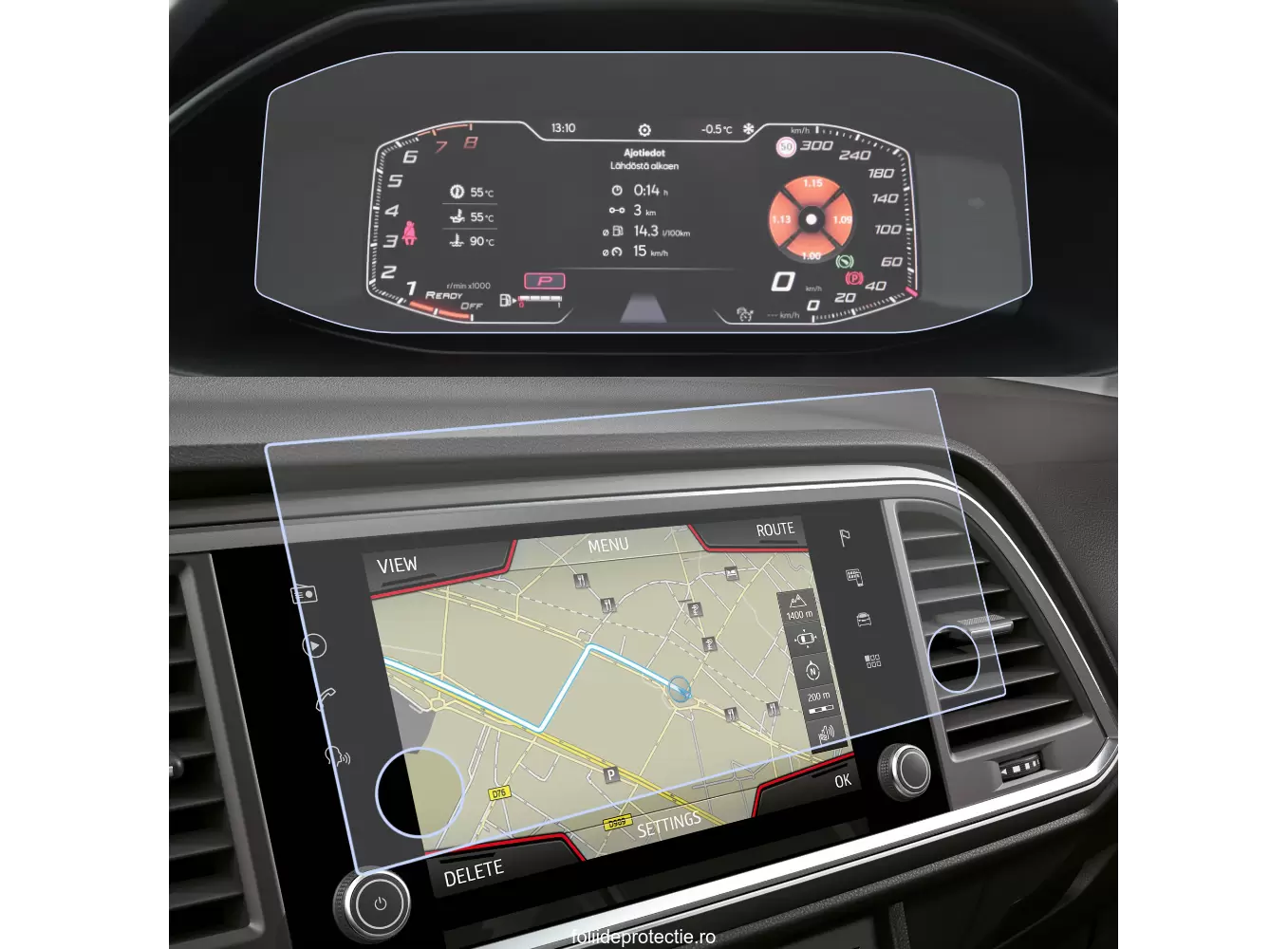 Folii de Protectie Navigatii Auto - Set Folii de protectie pentru Navigatie + Ceasuri de bord Seat Ateca 2020+