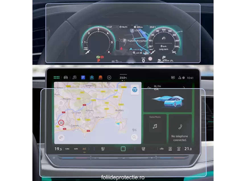 Folii de Protectie Navigatii Auto - Set Folii de protectie pentru Navigatie + Ceasuri de bord Volkswagen Passat B9 2024+
