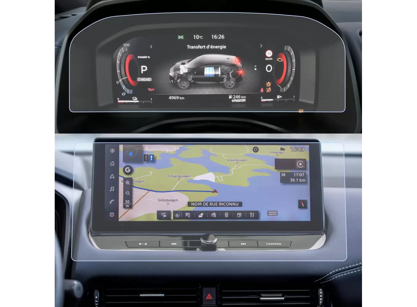Pentru Navigatii Auto Originale - Set Folii de protectie pentru Navigatie si Ceasuri de bord Nissan Qashqai 2023+