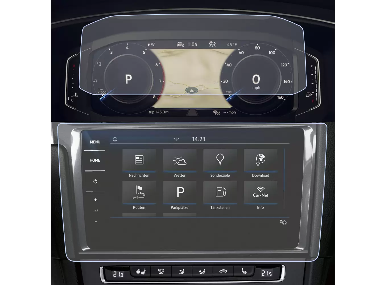 Pentru Navigatii Auto Originale - Set Folii de protectie pentru Navigatie si Ceasuri de bord Volkswagen Passat B8 2023+